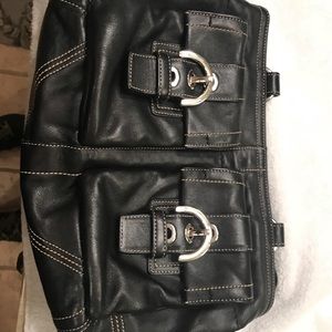 Coach black leather handbag great price !